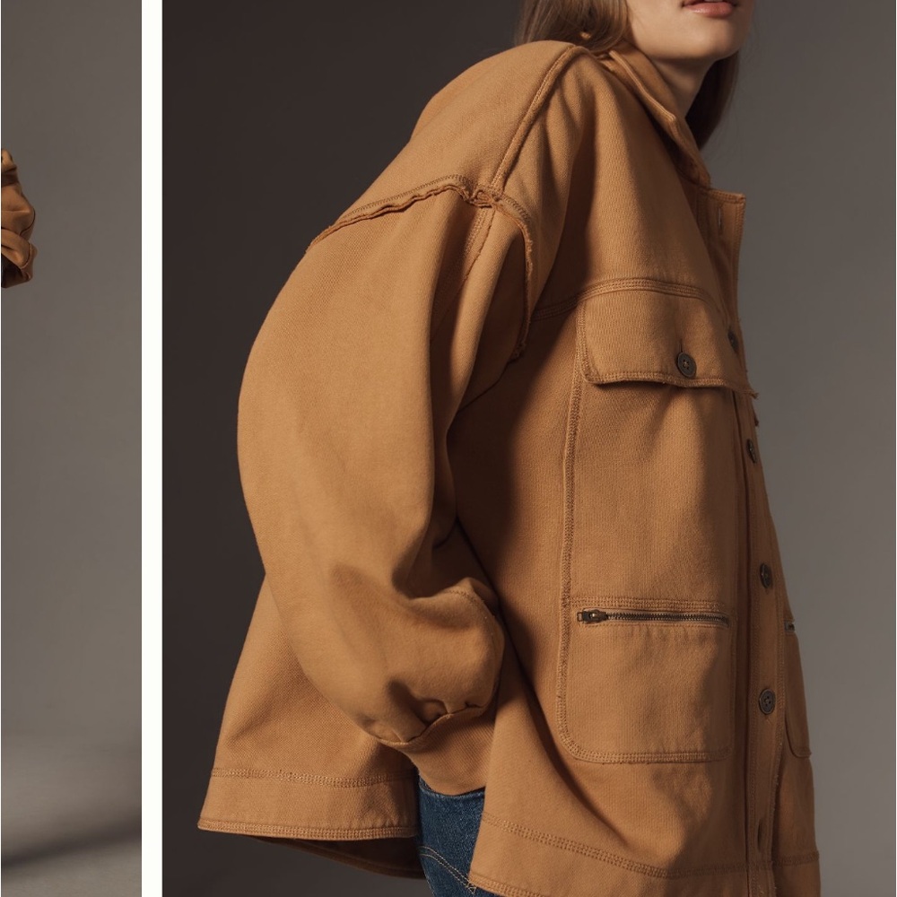 NWT! Anthropologie Pilcro Cotton Micro Fleece Button Front Jacket - Picture 4 of 11